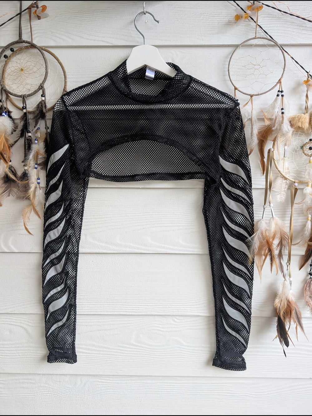Club Exx Reflective Panel Fishnet Shrug - Dolls Kill